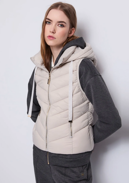 Gilet matelassé en nylon avec capuche pour femme - 521BD35003