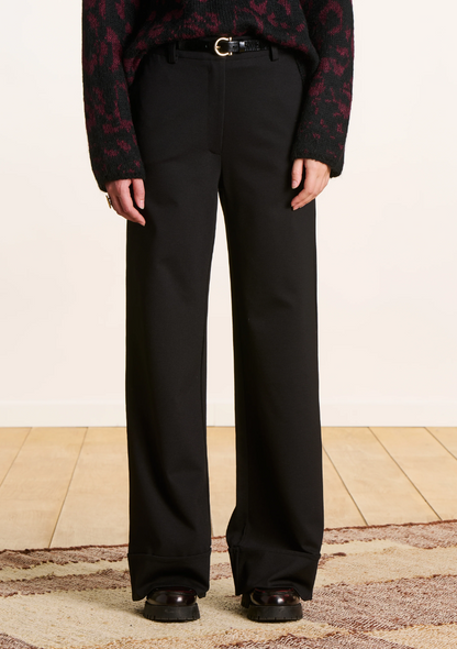 Pantalon en milano noir taille haute - FK-PA-ENYRA-M_700 - La Fée Marabouté