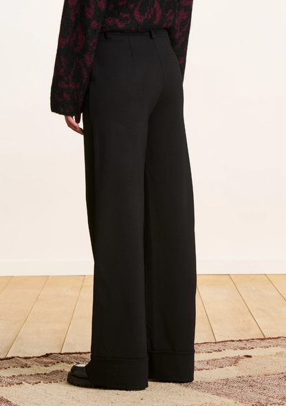 Pantalon en milano noir taille haute - FK-PA-ENYRA-M_700 - La Fée Marabouté