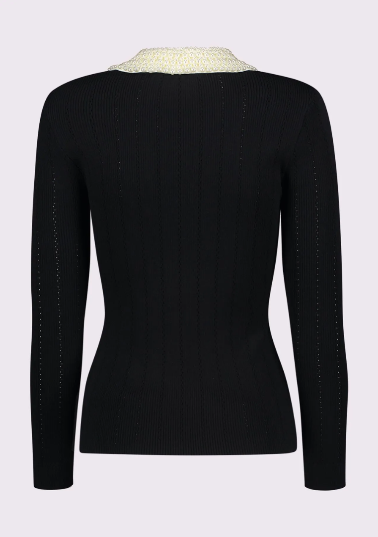 Polo femme en fil avec boutons bijoux - 521FD53035