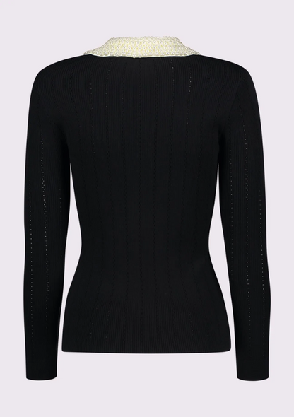 Polo femme en fil avec boutons bijoux - 521FD53035