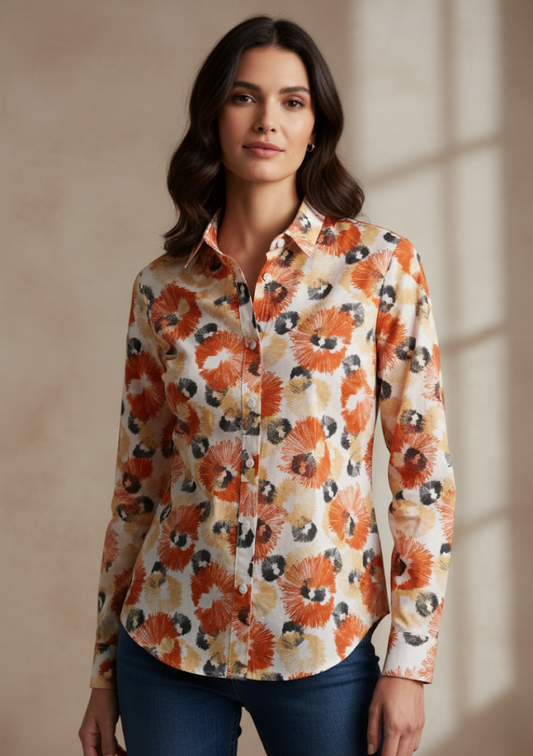 Chemise NAOMI cintrée en coton imprimé graphique