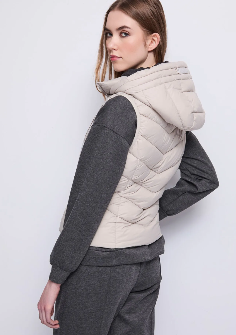 Gilet matelassé en nylon avec capuche pour femme - 521BD35003