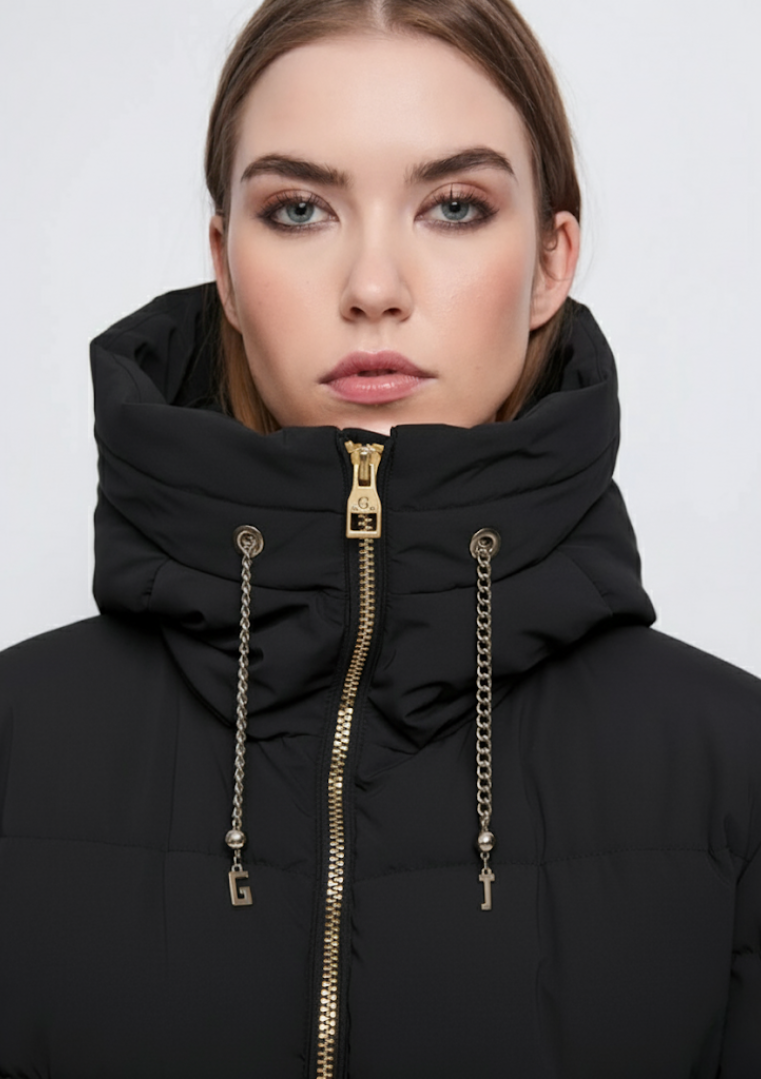Doudoune femme avec capuche et cordon de serrage en chaîne - 521BD35007