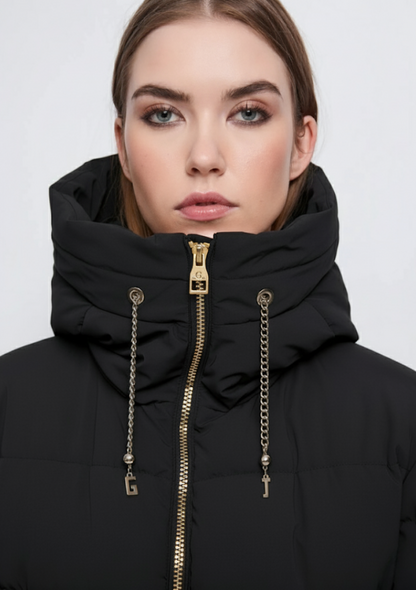 Doudoune femme avec capuche et cordon de serrage en chaîne - 521BD35007
