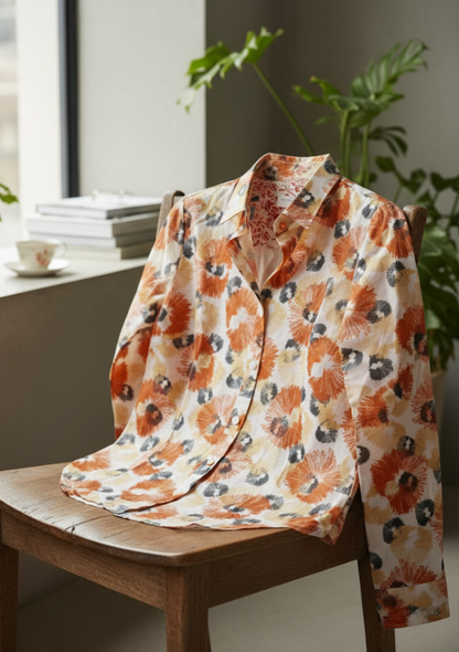 Chemise NAOMI cintrée en coton imprimé graphique