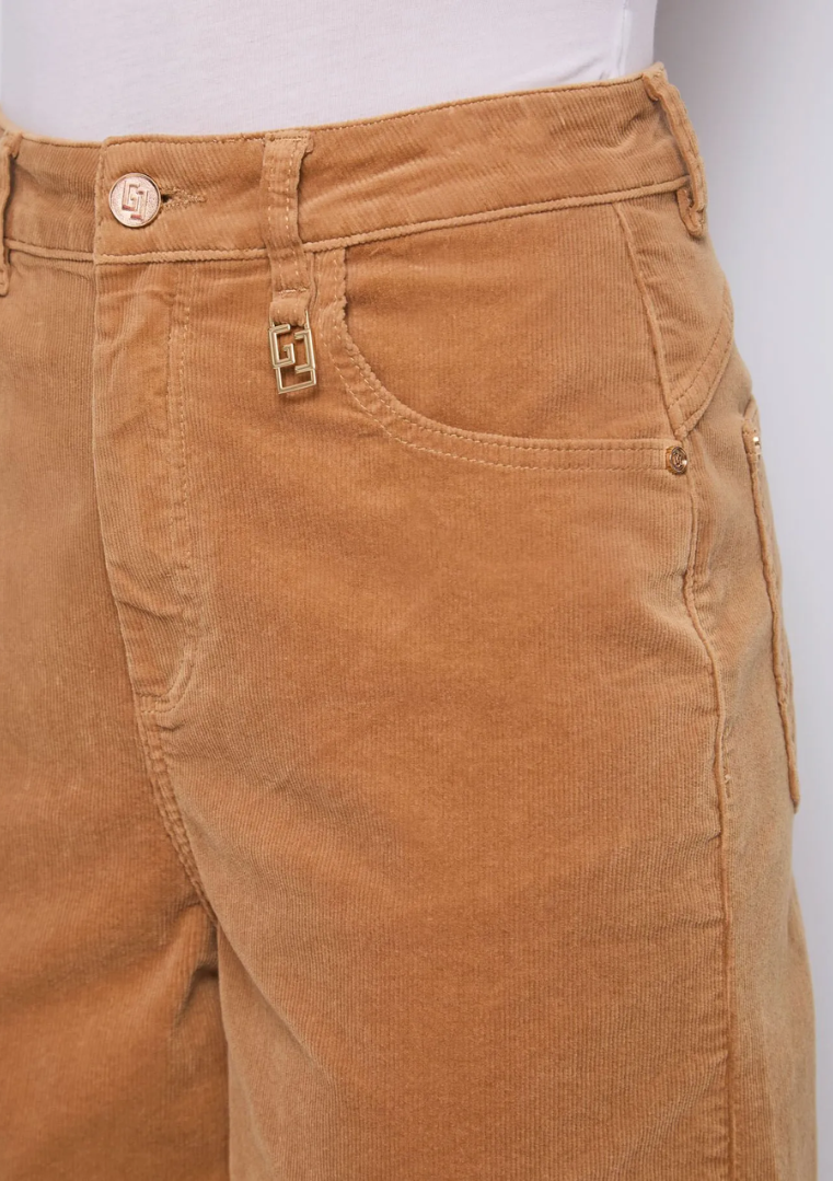 Pantalon taille haute en velours de coton pour femme - 521BD25025