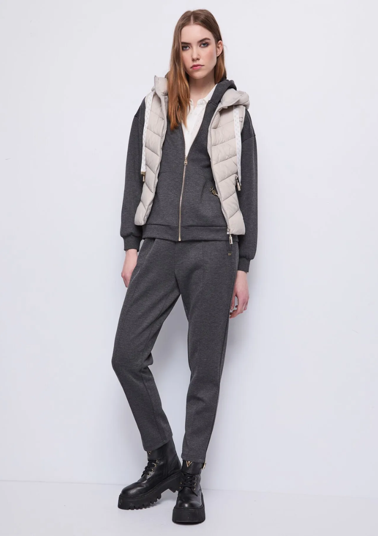 Gilet matelassé en nylon avec capuche pour femme - 521BD35003