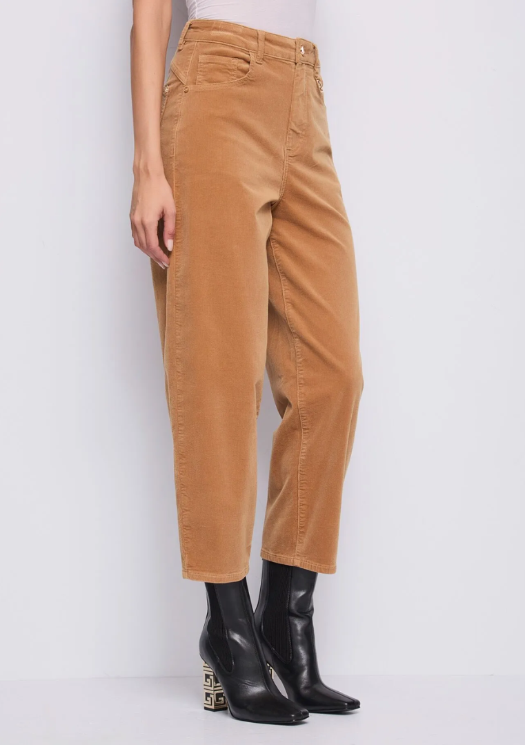 Pantalon taille haute en velours de coton pour femme - 521BD25025