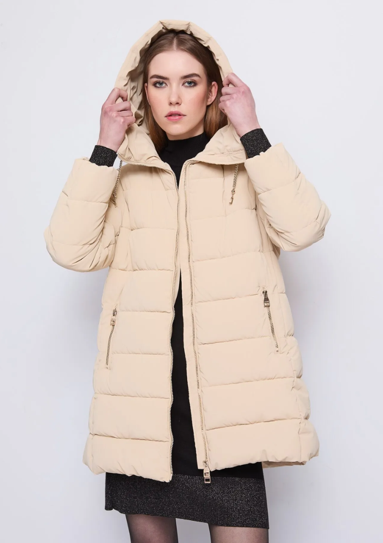 Doudoune femme avec capuche et cordon de serrage en chaîne - 521BD35007
