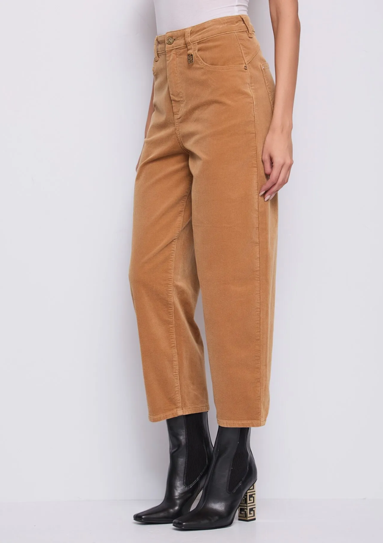 Pantalon taille haute en velours de coton pour femme - 521BD25025