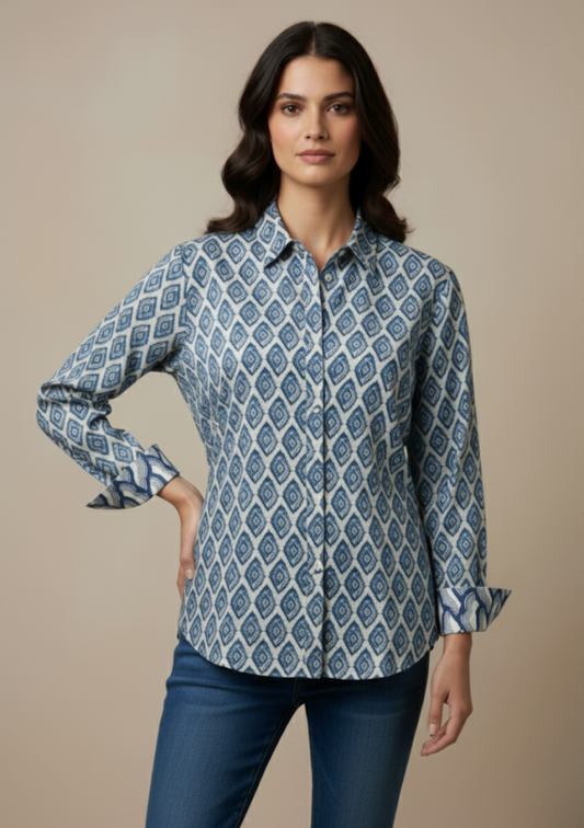 Chemise BRENDACHE cintrée en coton à losanges