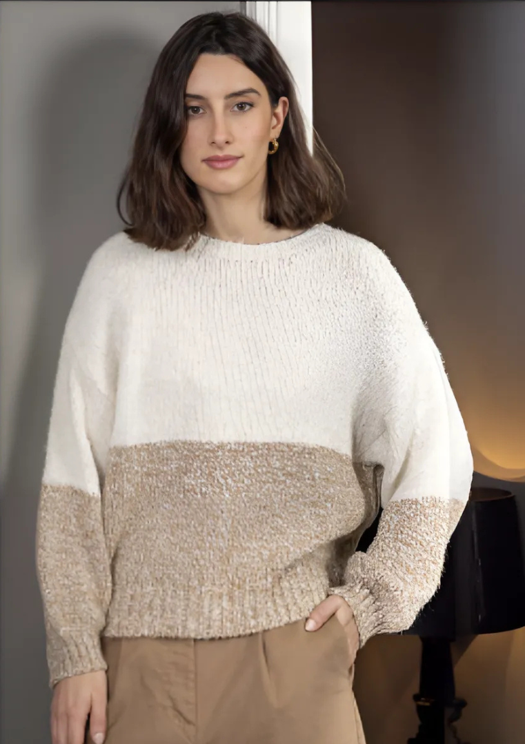 Pull bicolore manche longue - OM043G