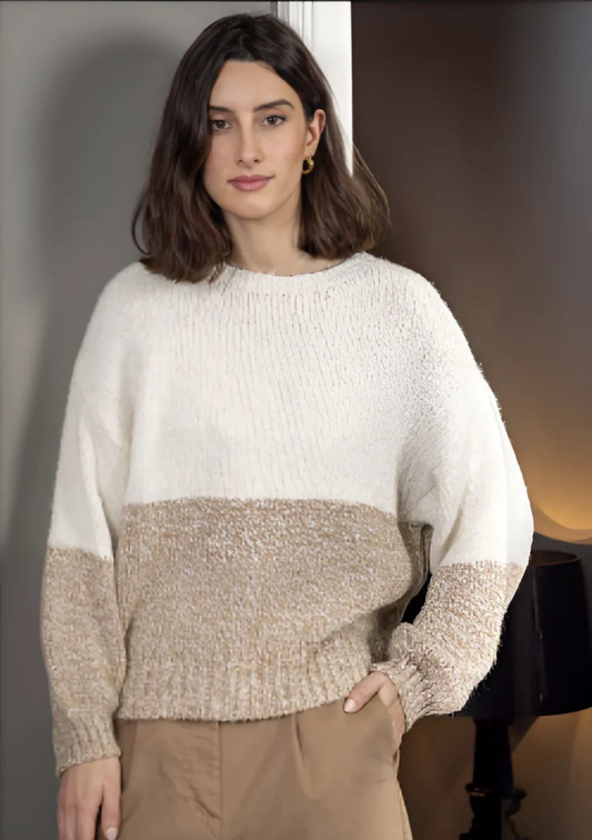Pull bicolore manche longue - OM043G