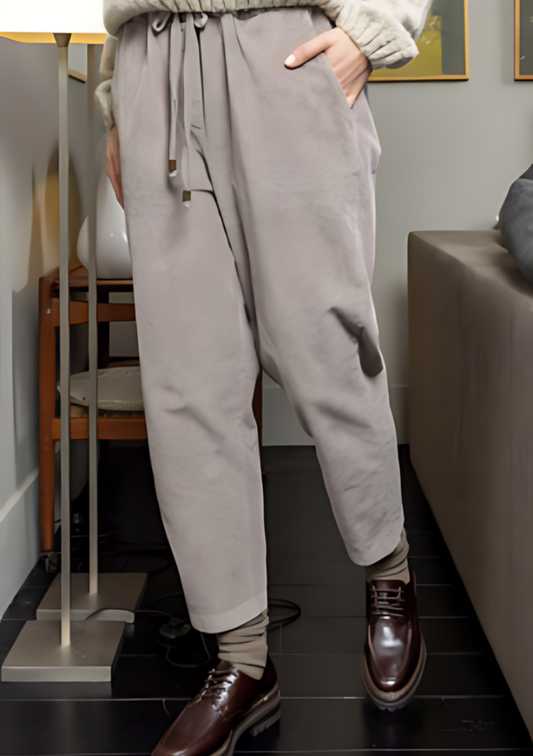 Pantacourt velours côtelé taupe - OM003G - O'MER