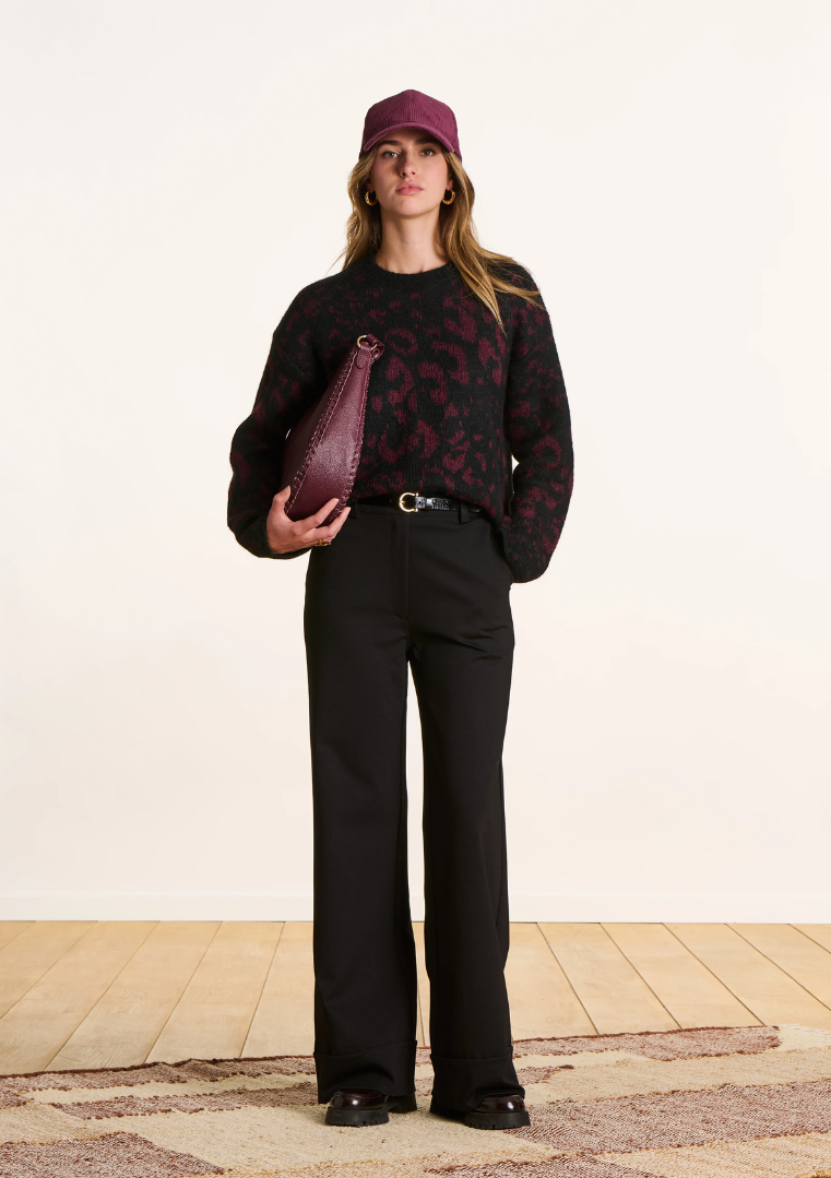 Pantalon en milano noir taille haute - FK-PA-ENYRA-M_700 - La Fée Marabouté