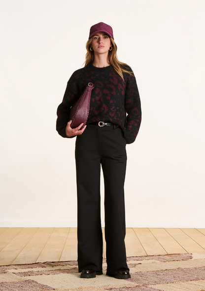 Pantalon en milano noir taille haute - FK-PA-ENYRA-M_700 - La Fée Marabouté