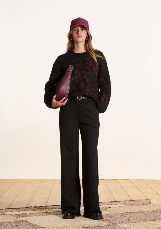 Pantalon en milano noir taille haute - FK-PA-ENYRA-M_700 - La Fée Marabouté